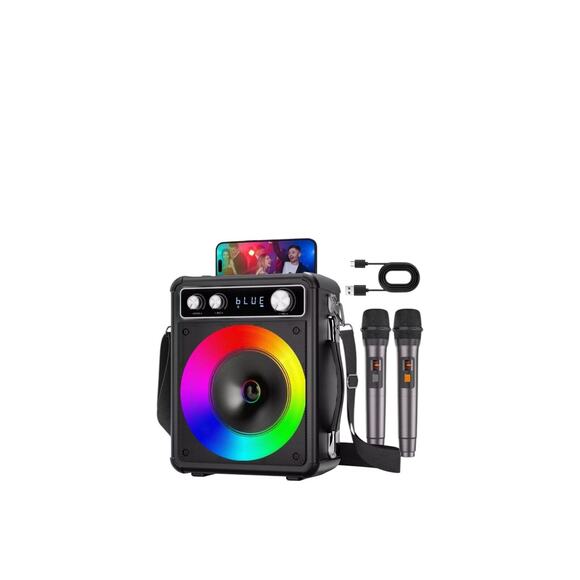 Karaoke Machine, Portable Bluetooth Karaoke Speaker with 2 Wireless Microphones - Picture 14 of 16